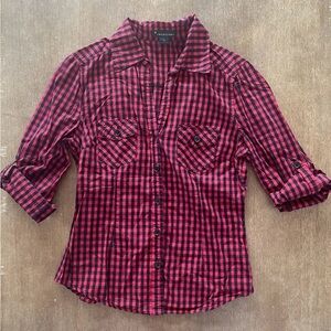 Forever 21 Red and Black Buffalo Plaid Button Down Shirt